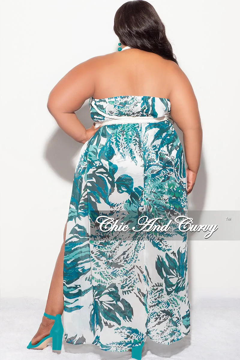 Final Sale Plus Size Braided Trim Halter Maxi Dress with Open Back