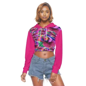 Floral Burst Womens Crop Top Hoodie|Velvet-Sheen