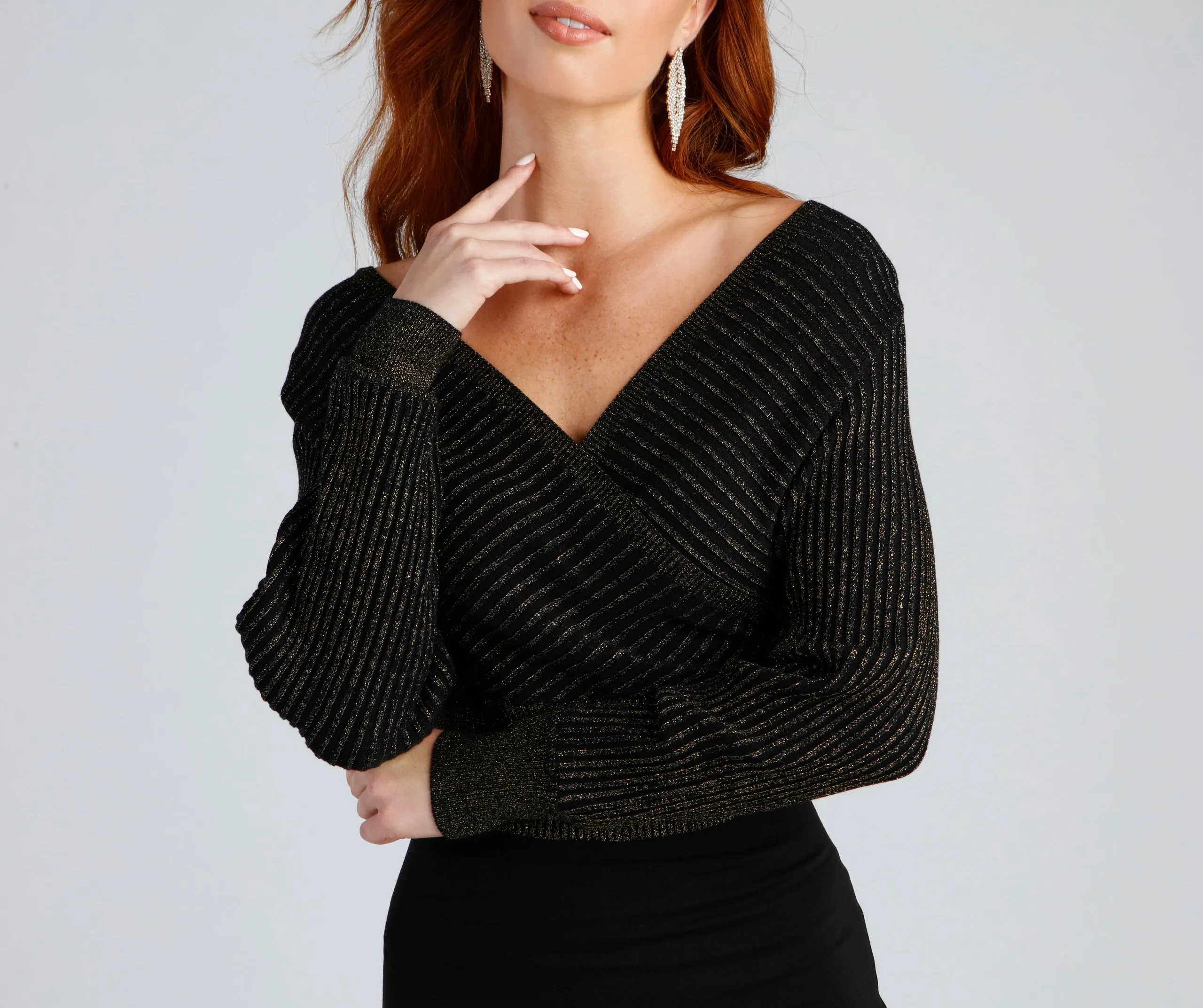 Glitter And Gleam Ribbed Knit Sweater