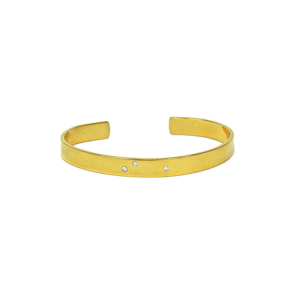 Gold Cuff With 3 Diamonds