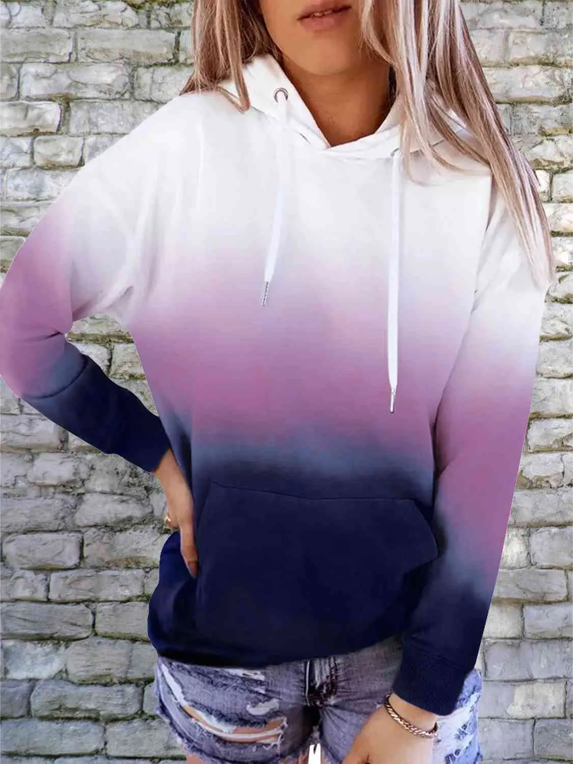 Gradient Drawstring Hoodie