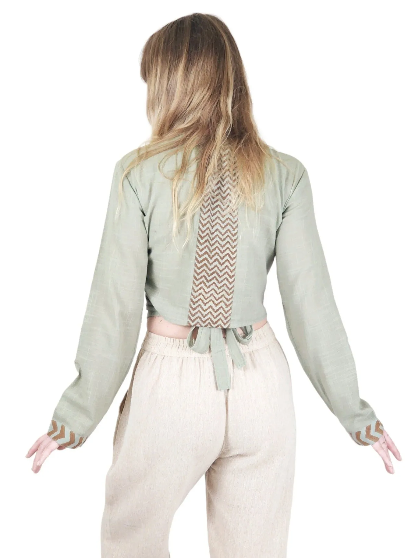 Green Sage Long Sleeve Wrap Top