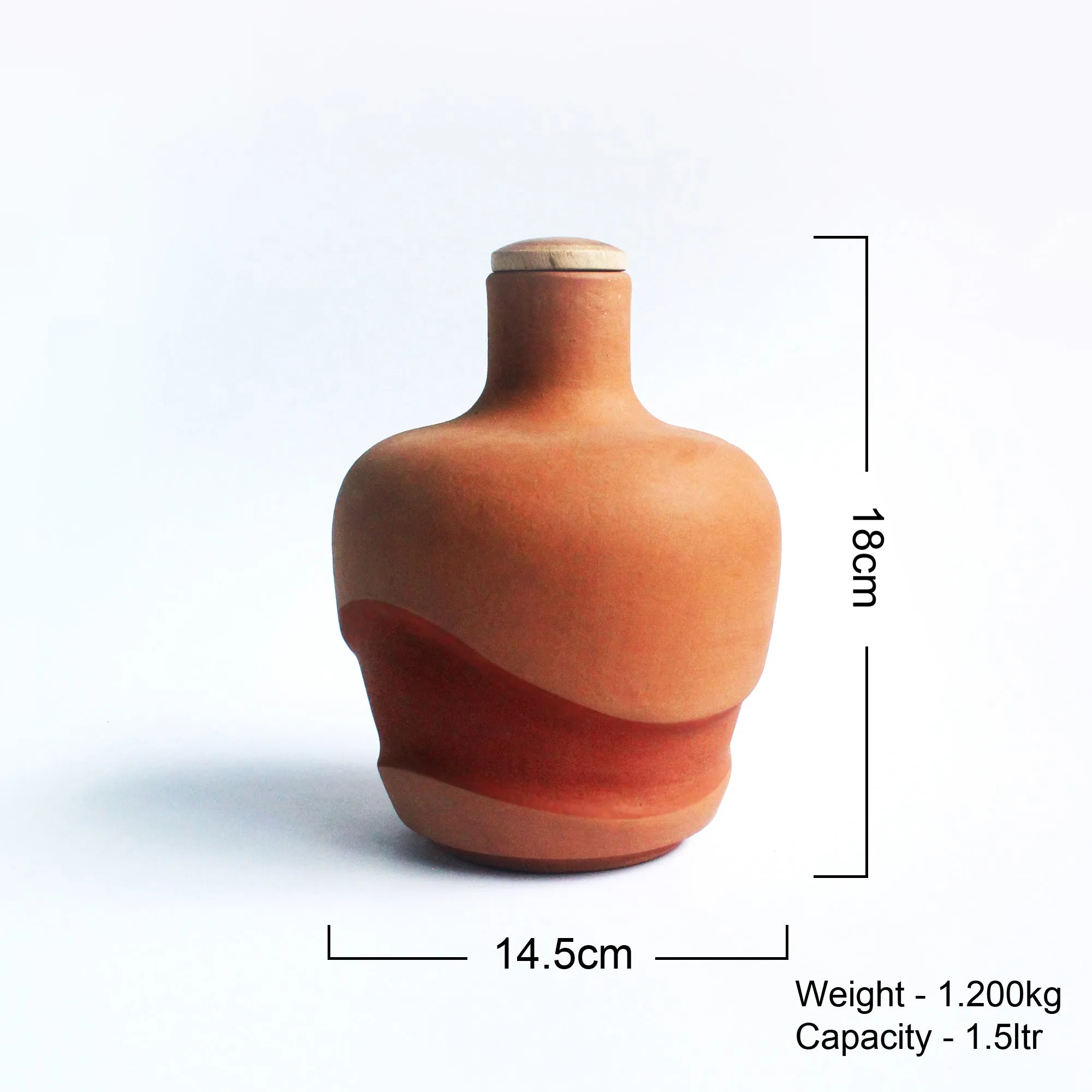 Handcrafted Terracotta  Water Bottle : Apple : Capacity 1.5L Approx