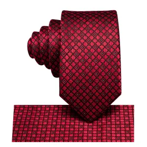 Hi-Tie Red Plaid Children's Kids Boys Tie Pocket Square 6cm