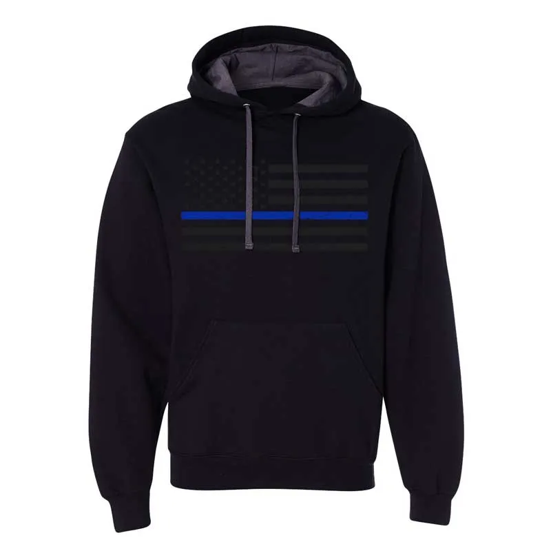 Hoodie - Thin Blue Line Subdued, Distressed, Classic