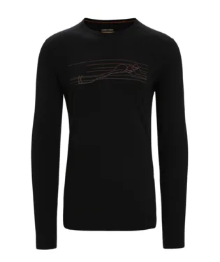 Icebreaker Men 200 Oasis LS Crewe Ski Stripes Black