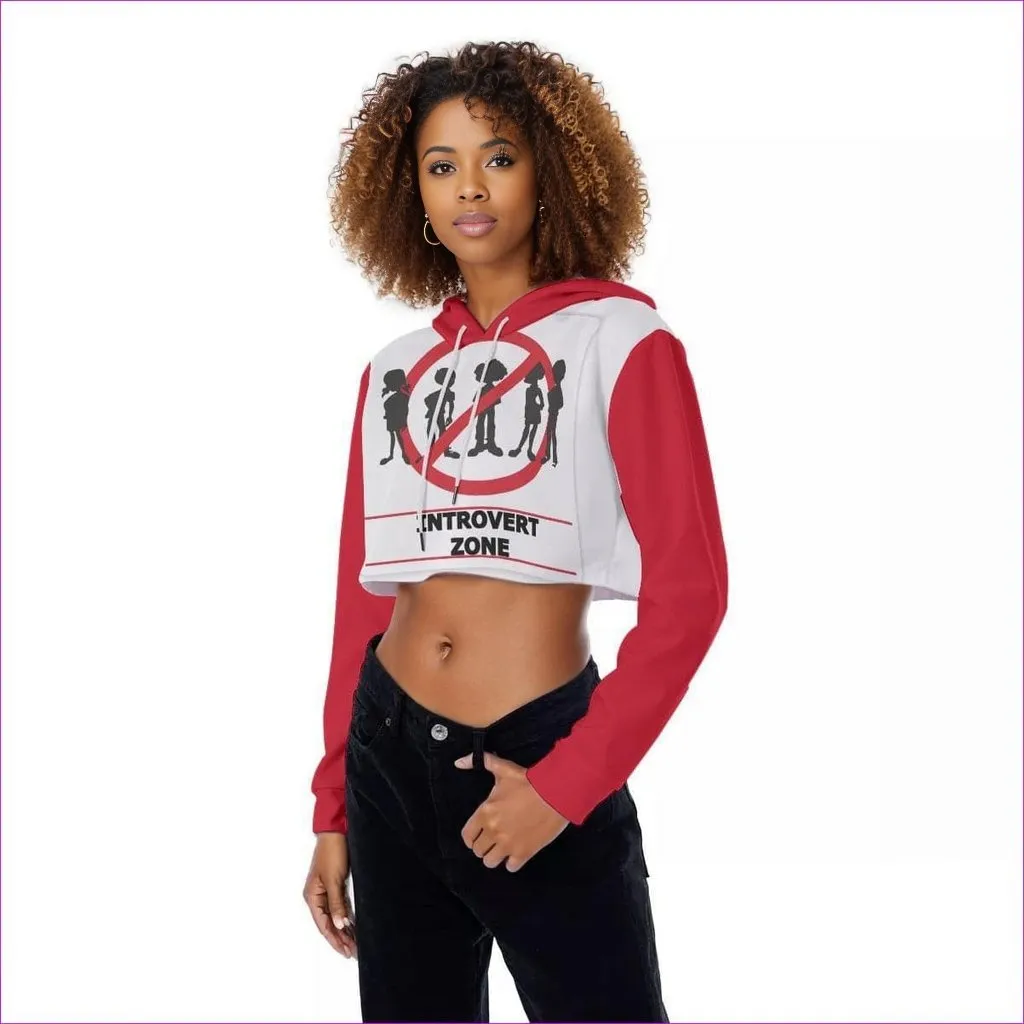 Introvert Zone Womens Crop Top Hoodie