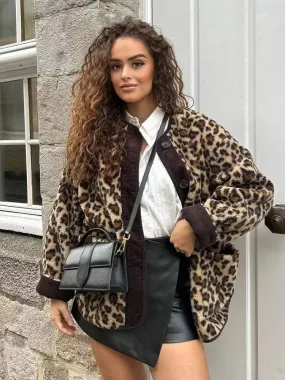 Ismae - Cosy leopard fleece jacket