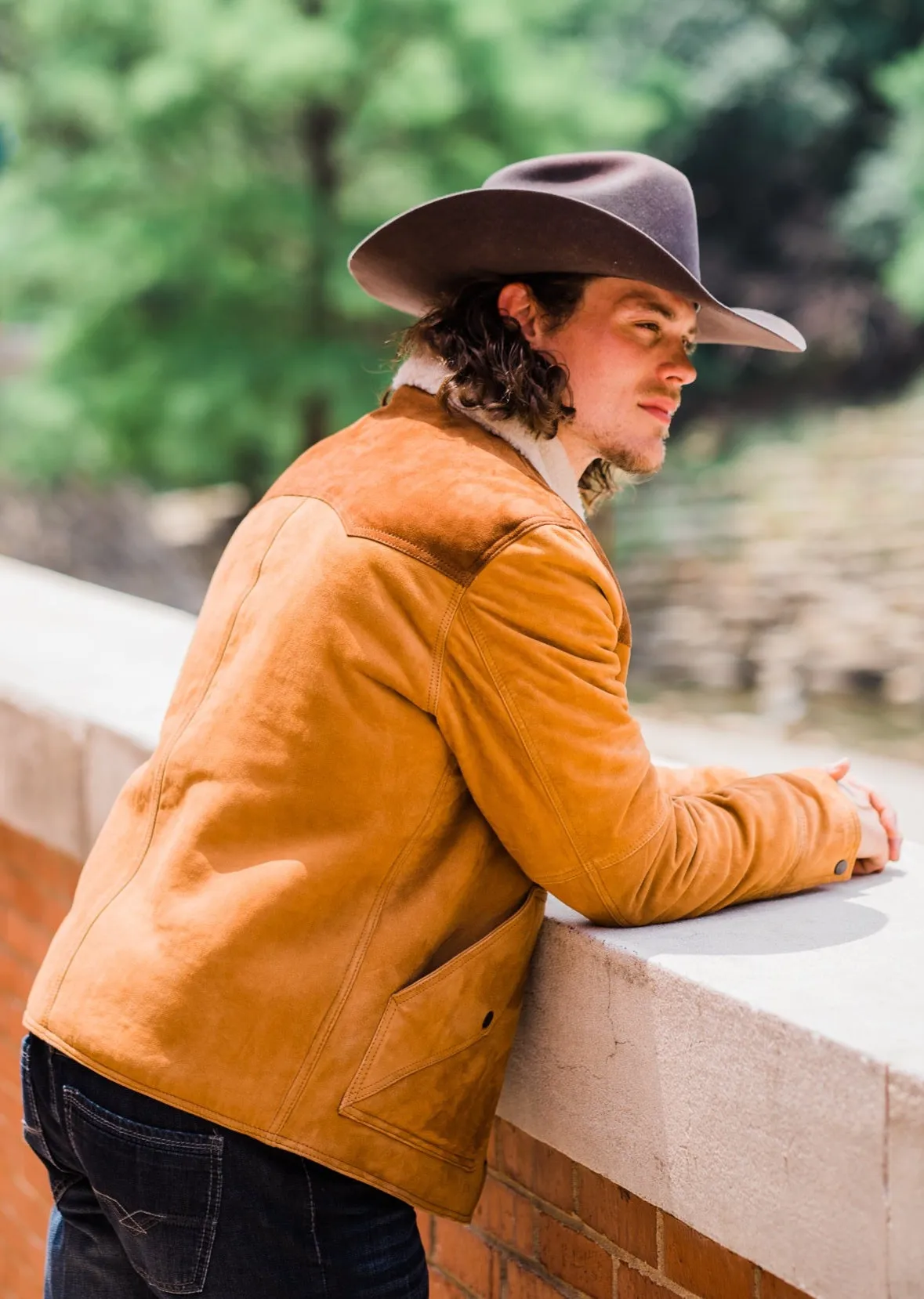 Jacket, Men's Western Suede with Shearling - Style 2020