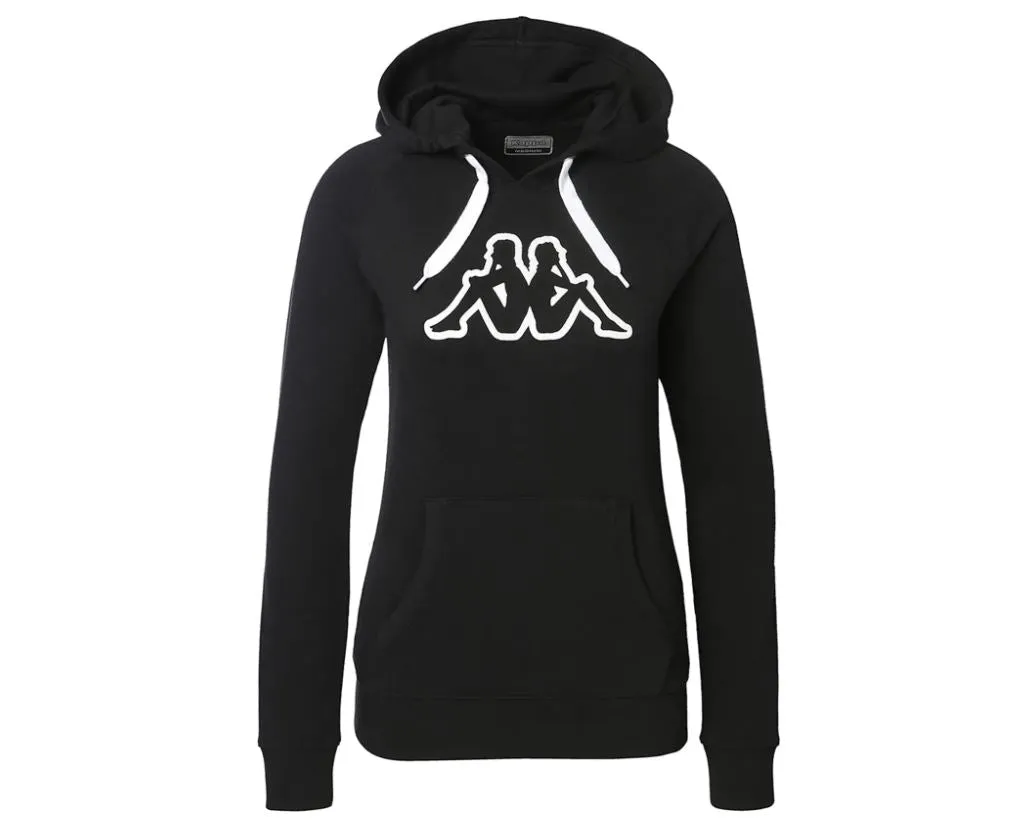 Kappa Womens Logo Zeleril Slim Black/White Hoodie Performance Jumper