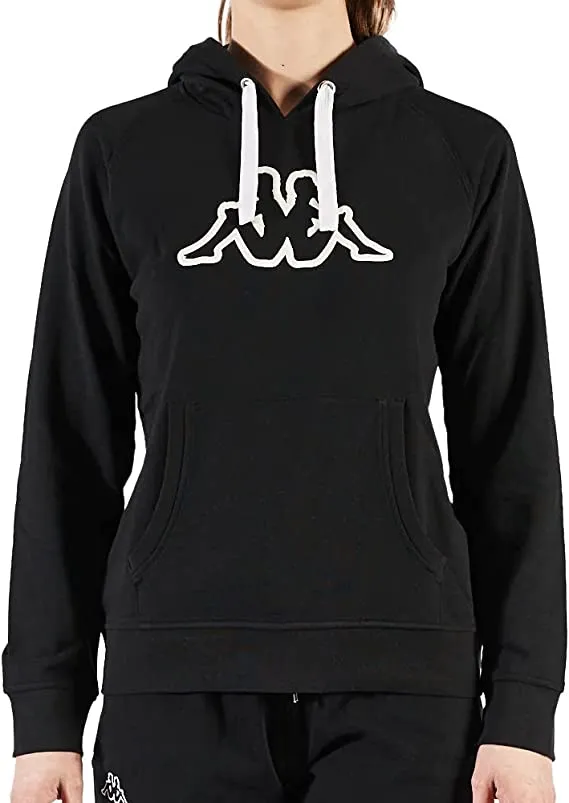 Kappa Womens Logo Zeleril Slim Black/White Hoodie Performance Jumper