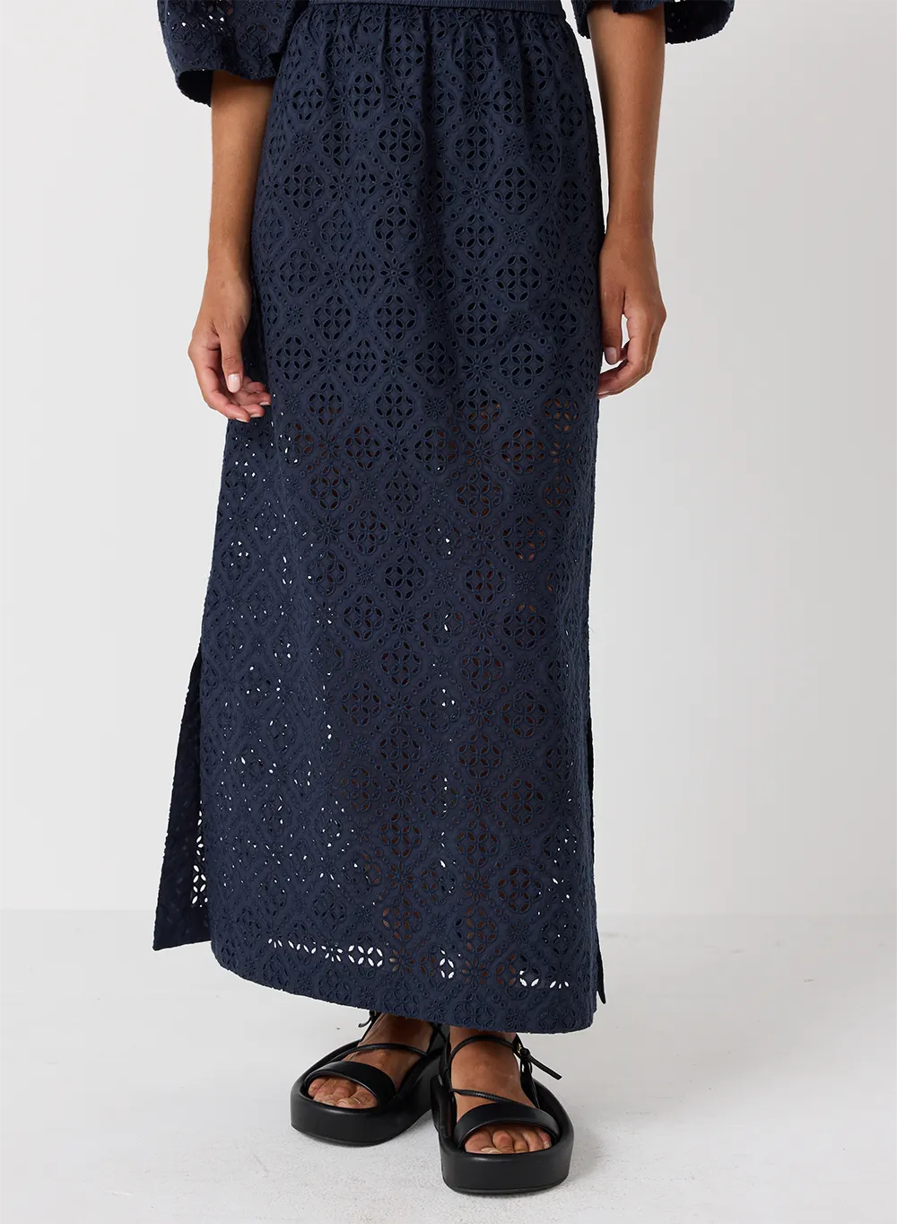 Karine Organic Cotton Broiderie Maxi Skirt