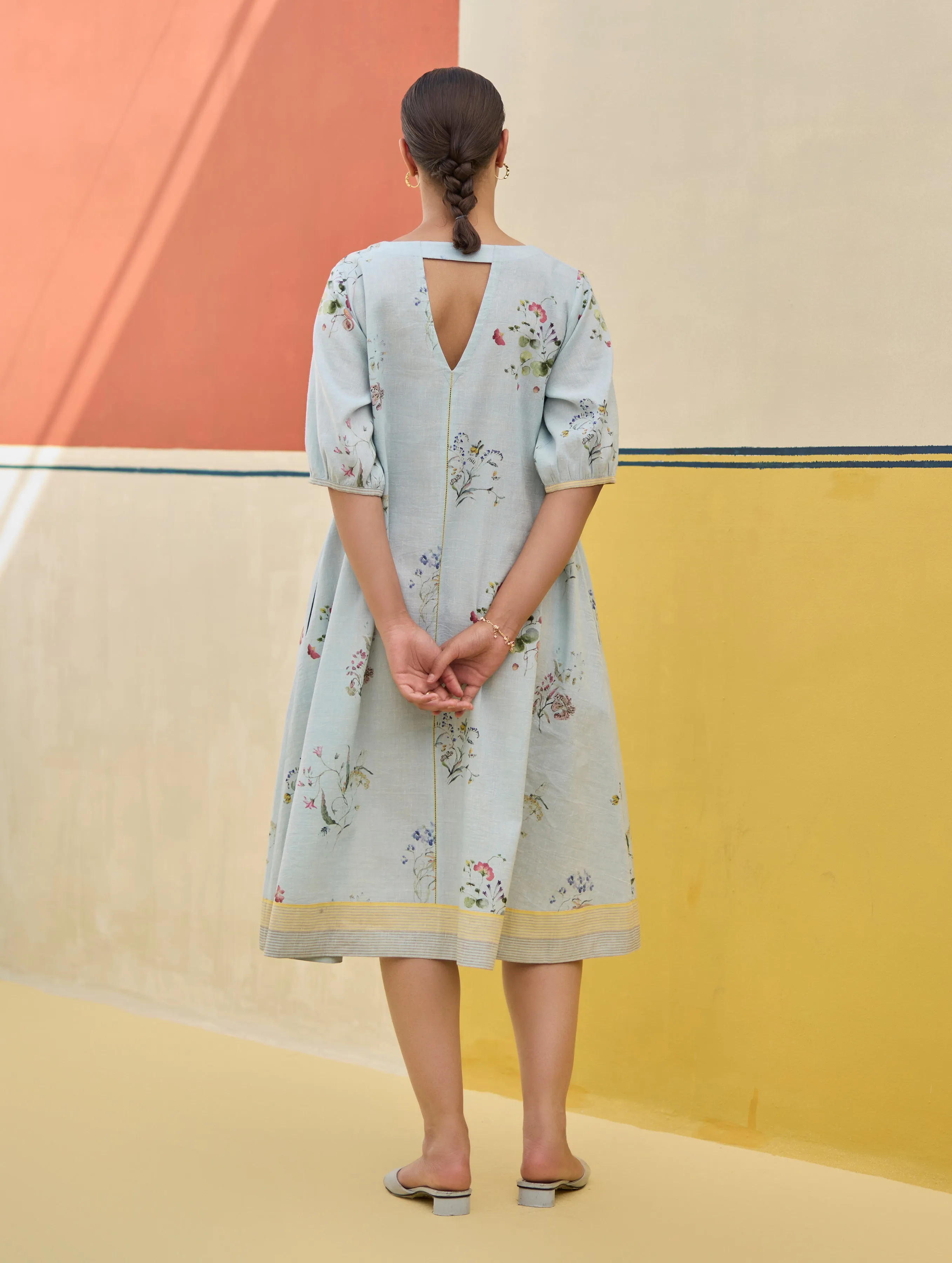 Kaya Watercolour Floral Linen Dress
- Sky