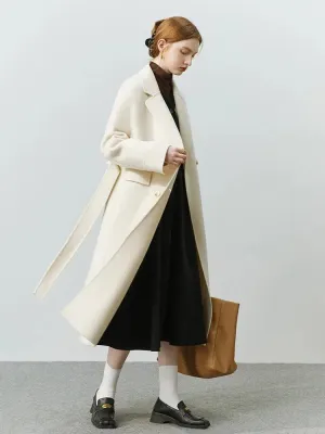 Korean Woolen Autumn Winter Elegant Solid Office Double-sided Mid-length Chic Coat