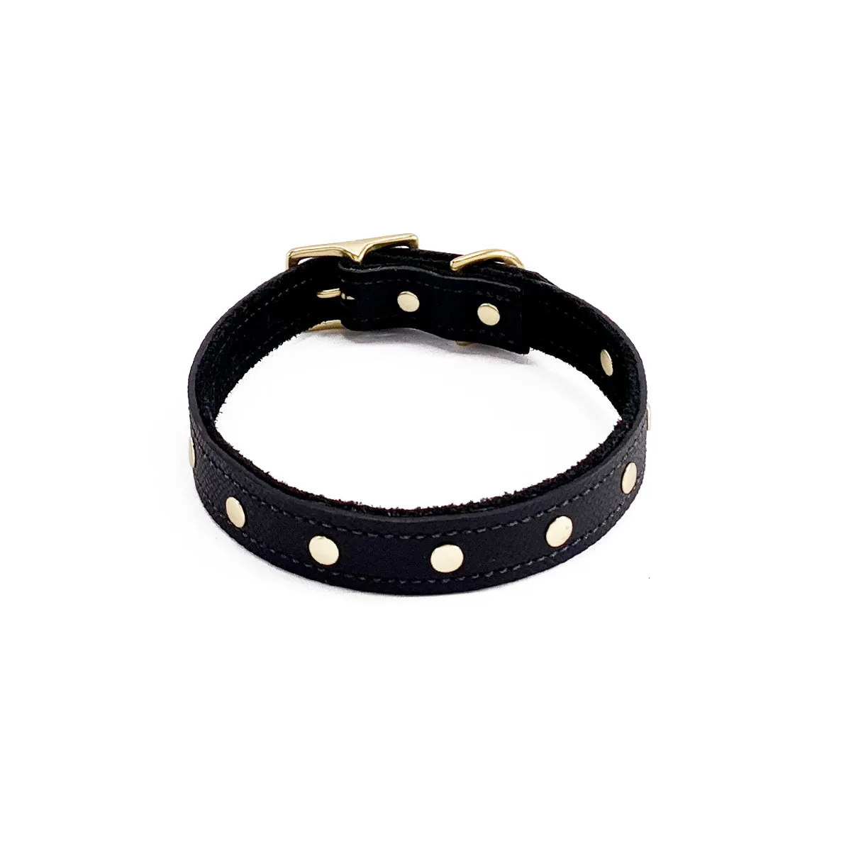 Lambert Classic Studded Leather Dog Collar Onyx