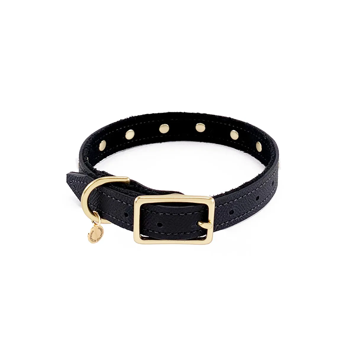 Lambert Classic Studded Leather Dog Collar Onyx