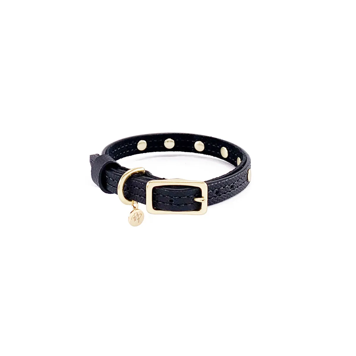 Lambert Classic Studded Leather Dog Collar Onyx