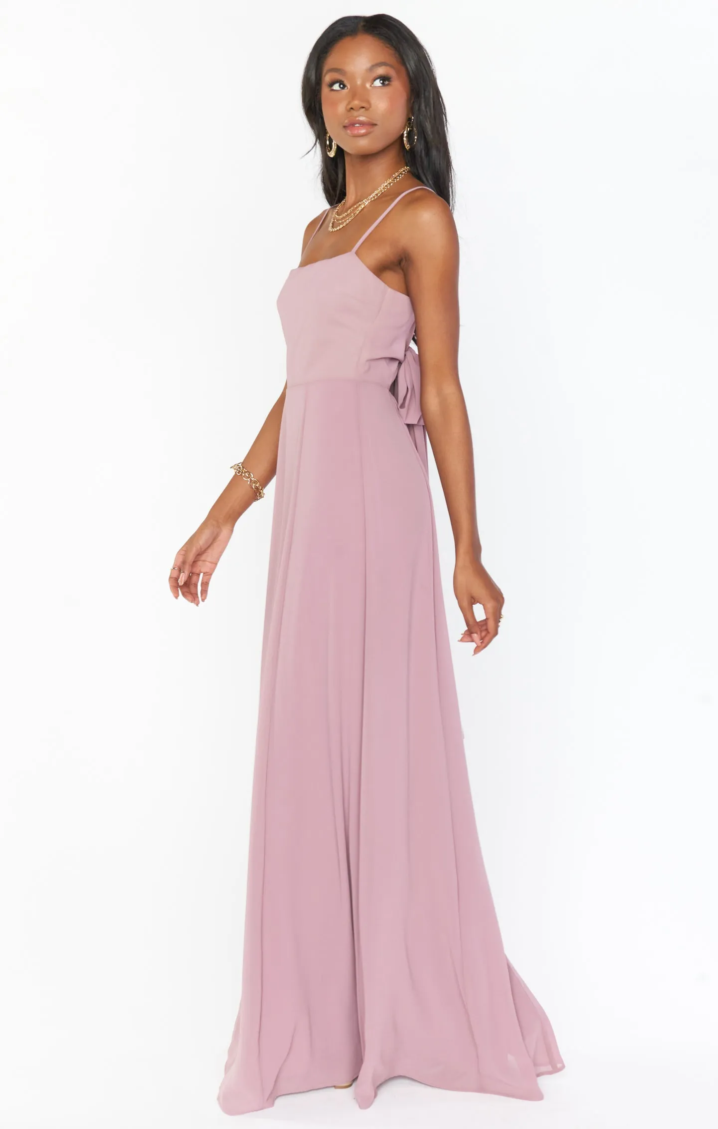 Lauren Tie Maxi Dress ~ Antique Rose Chiffon