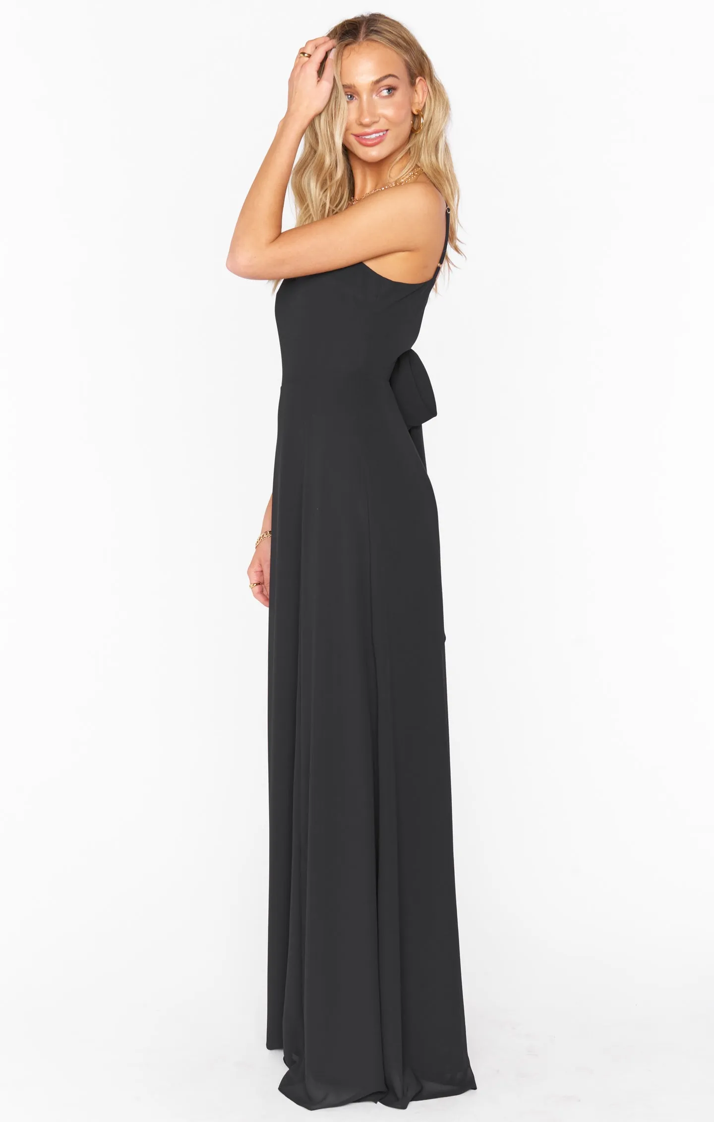 Lauren Tie Maxi Dress ~ Black Chiffon