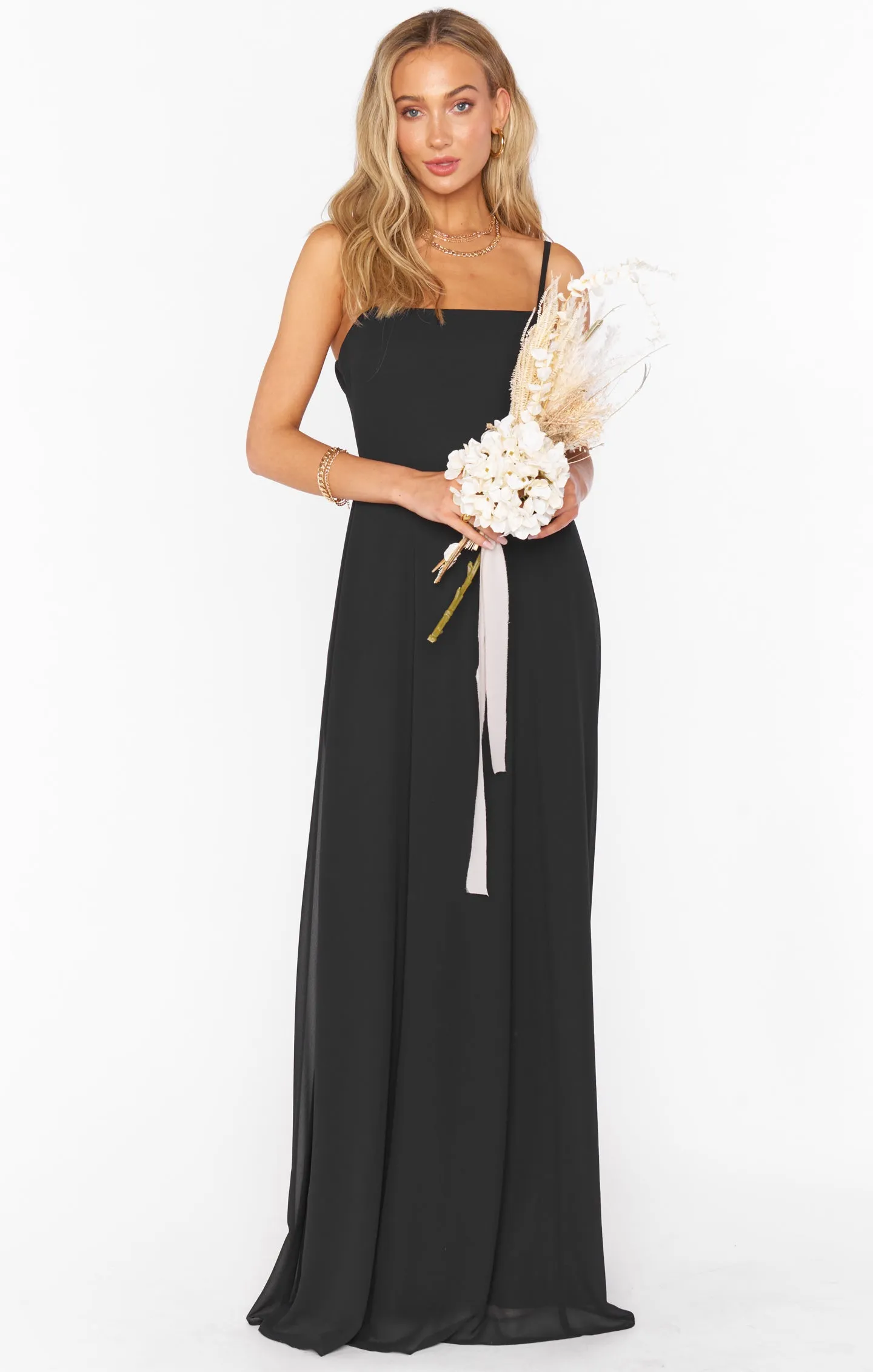 Lauren Tie Maxi Dress ~ Black Chiffon