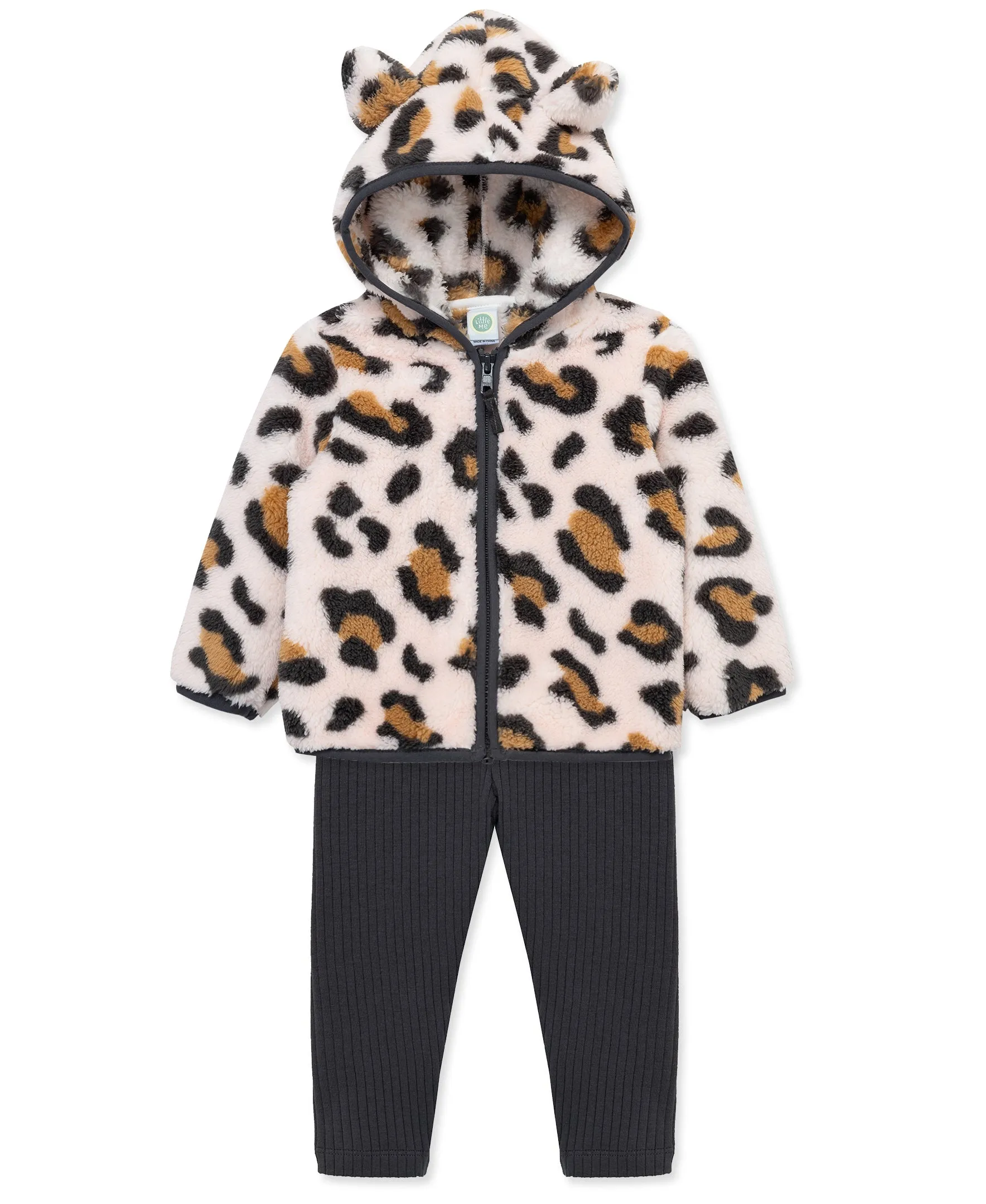 Leopard 3-Piece Sherpa Jacket Set (2T-4T)