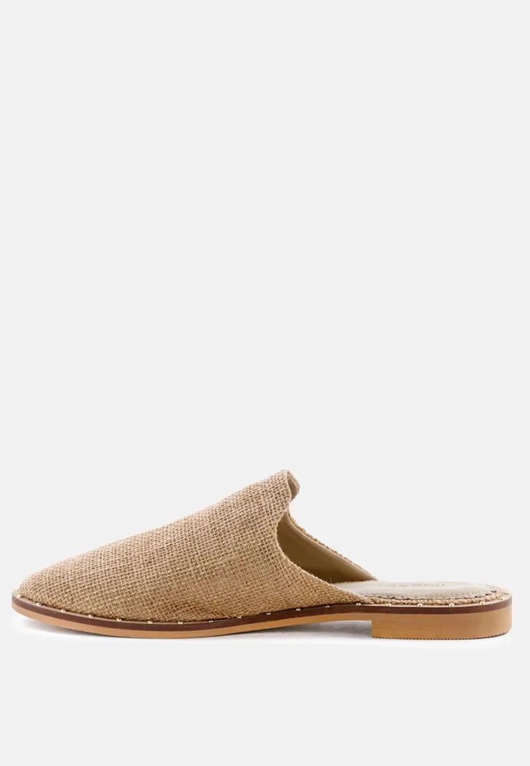 LIA Camel Handcrafted Canvas Mules