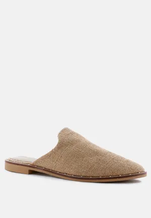 LIA Camel Handcrafted Canvas Mules