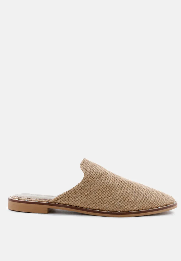 LIA Camel Handcrafted Canvas Mules