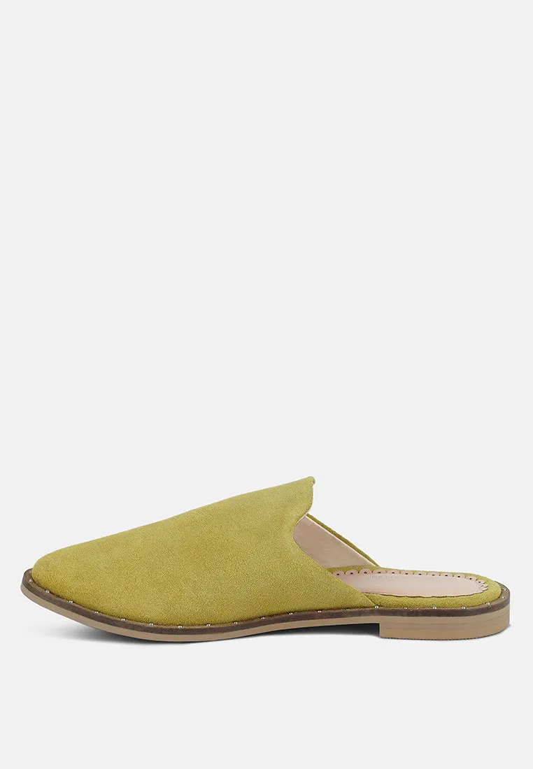 LIA Mustard Handcrafted Suede Mules