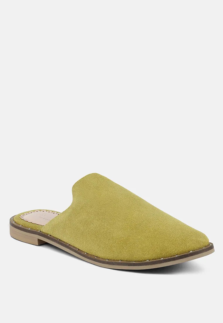 LIA Mustard Handcrafted Suede Mules