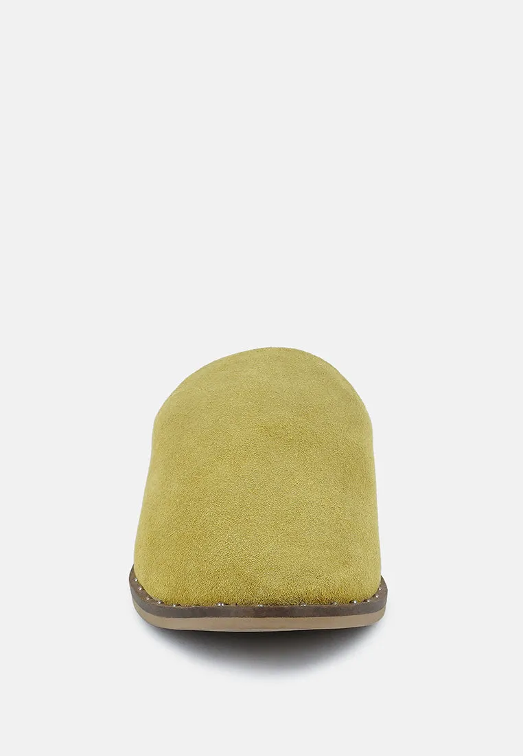 LIA Mustard Handcrafted Suede Mules