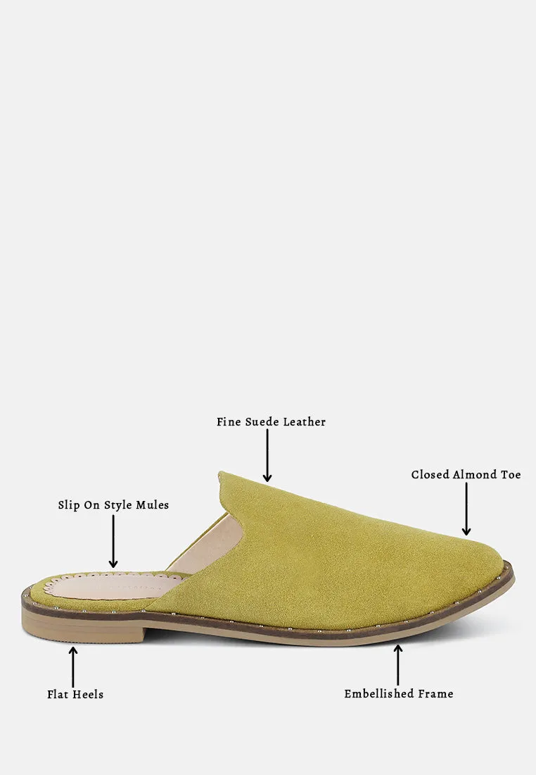 LIA Mustard Handcrafted Suede Mules