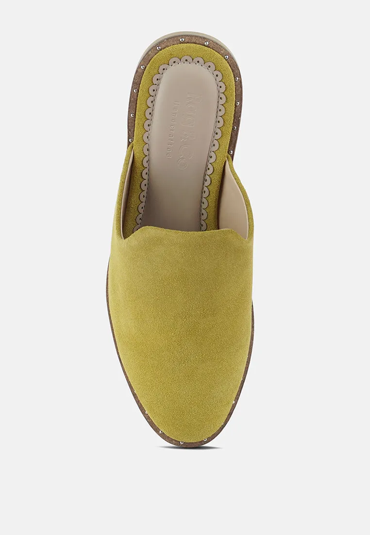 LIA Mustard Handcrafted Suede Mules