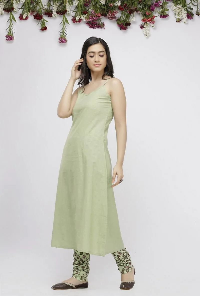 Light Green Cotton Slip Kurta