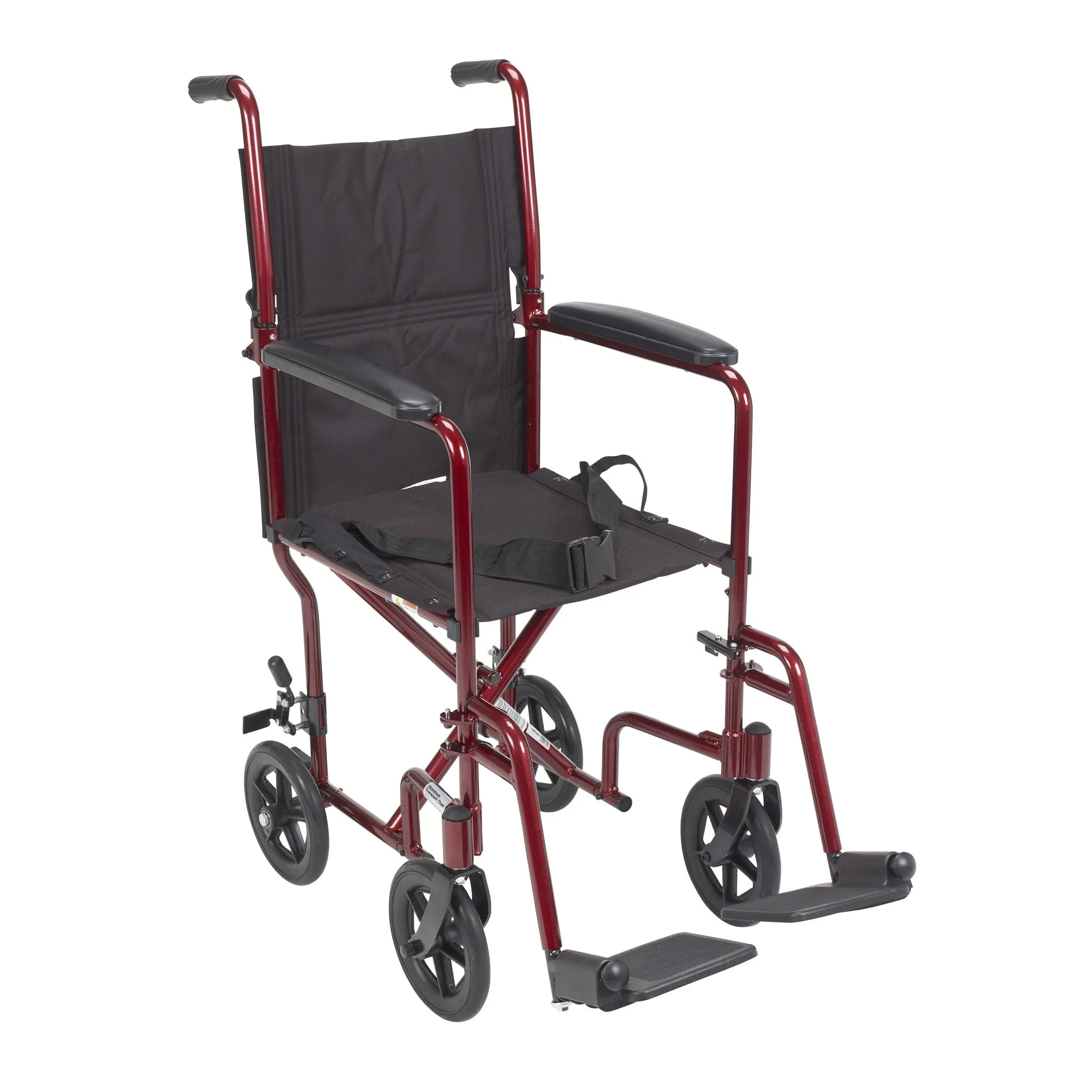 Lightweight Transport Wheelchair, 17" Seat, Red