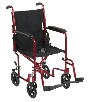 Lightweight Transport Wheelchair, 19" Seat, Red