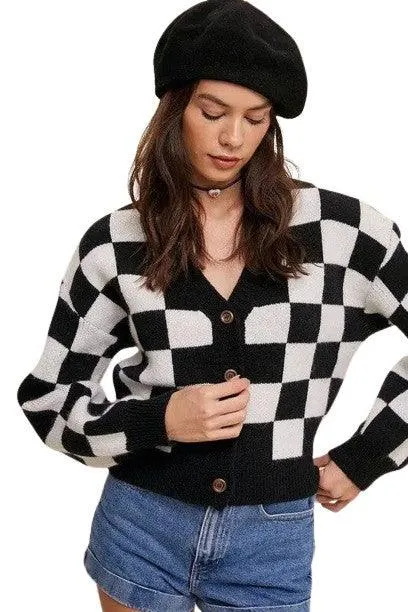 Listicle cropped cardigan sweater