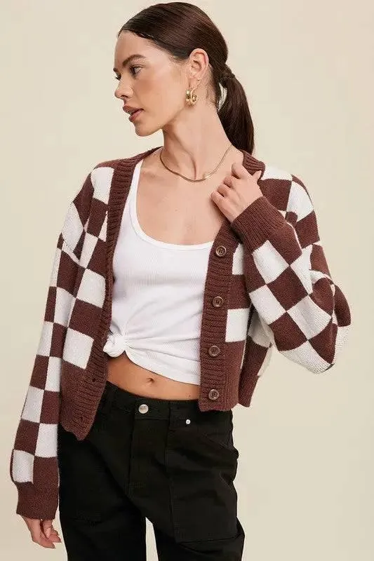 Listicle cropped cardigan sweater