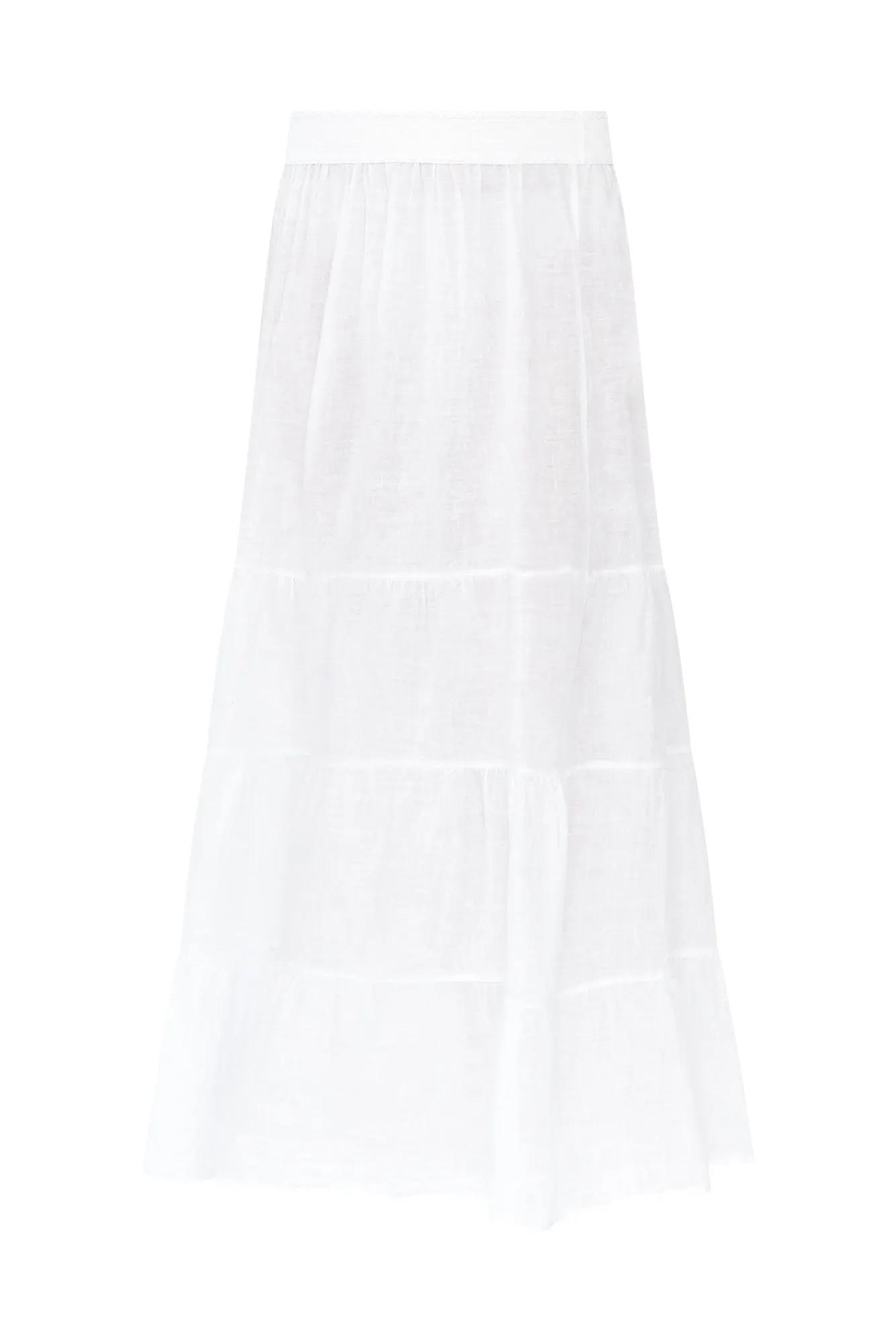 Lorelle White Linen Tiered Skirt