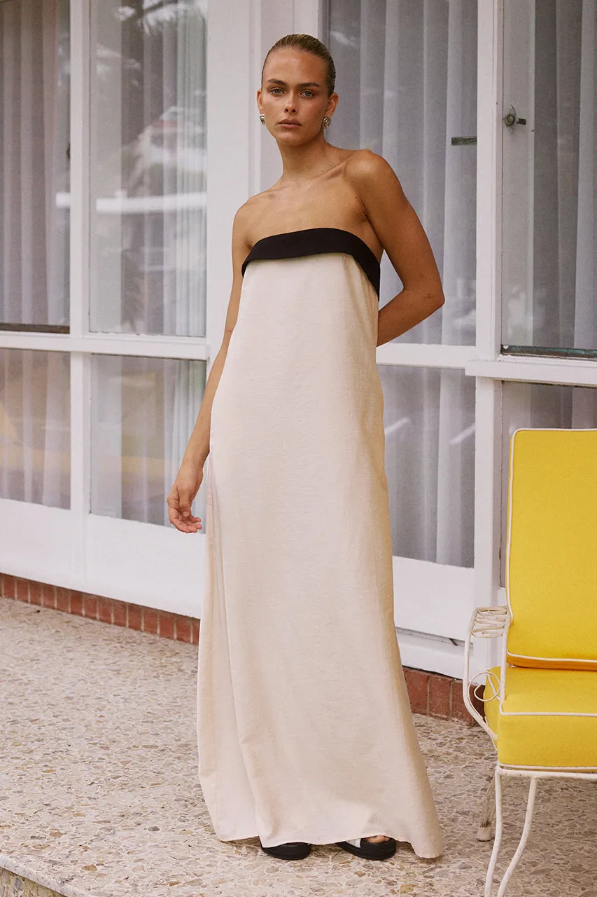 LYDIA MAXI DRESS - SAND/BLACK