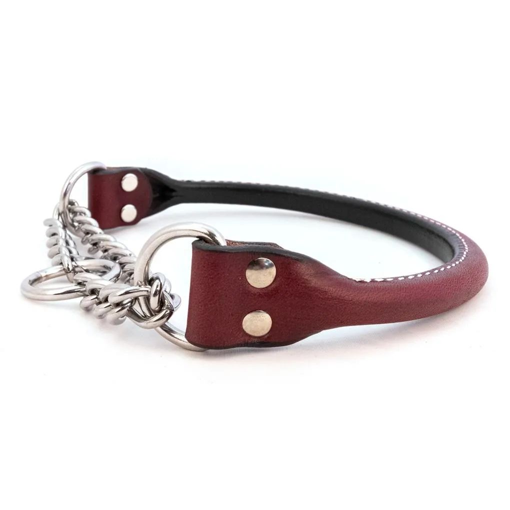 Martingale Rolled Leather Dog Collar