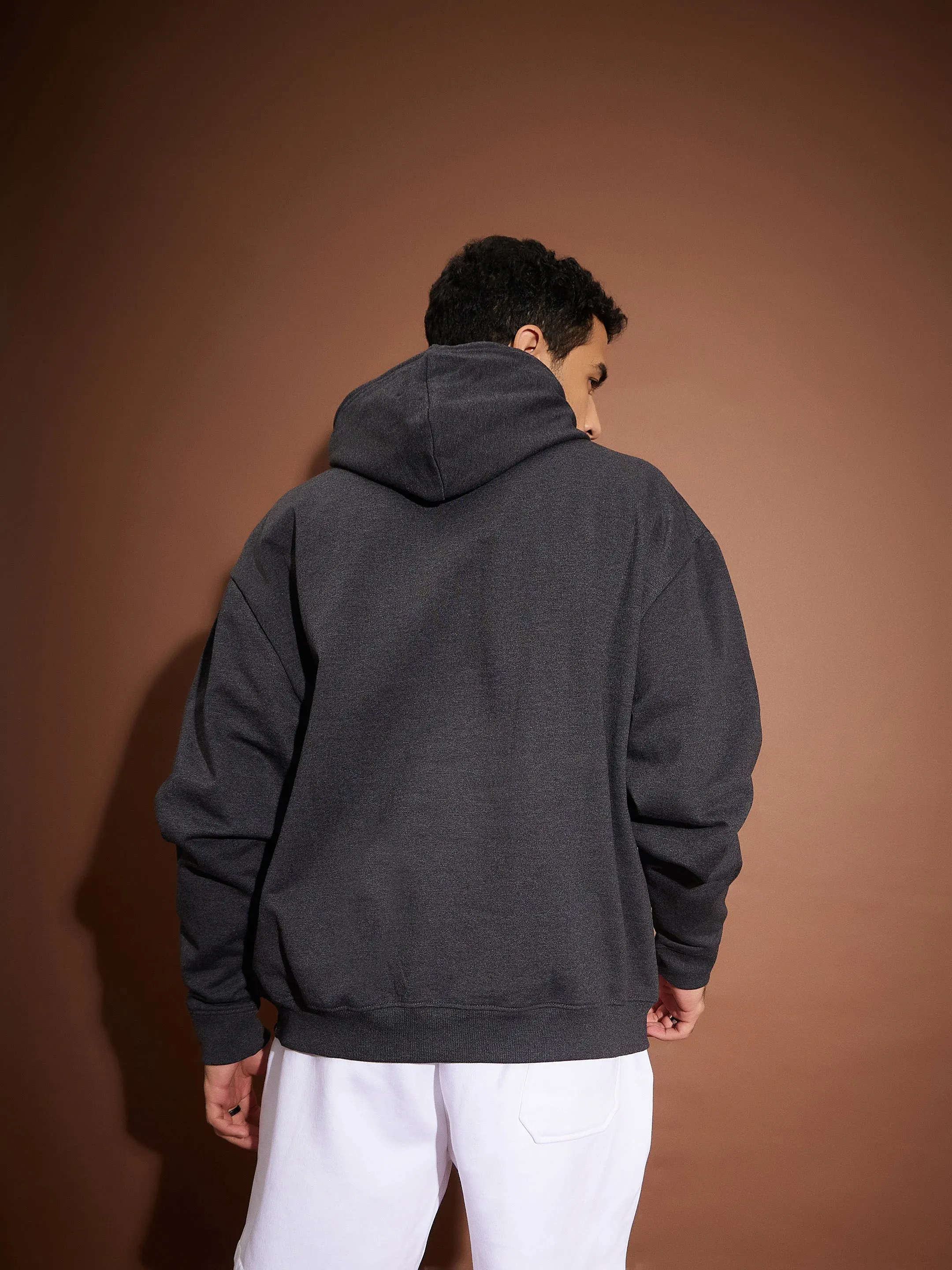 Men Dark Grey Melange LOVE OTHERS Oversized Hoodie