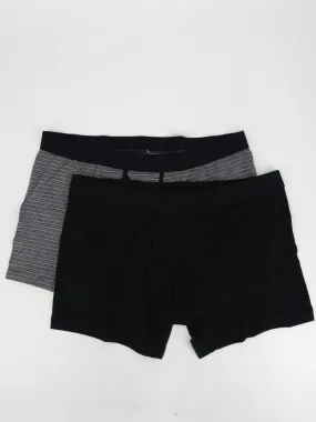 Men's 2 Pcs Striped Boxers Set,Black/Grey