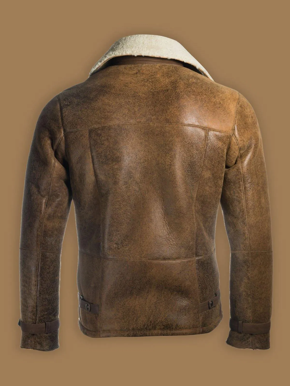 Men's Brown Distressed Shearling Jacket