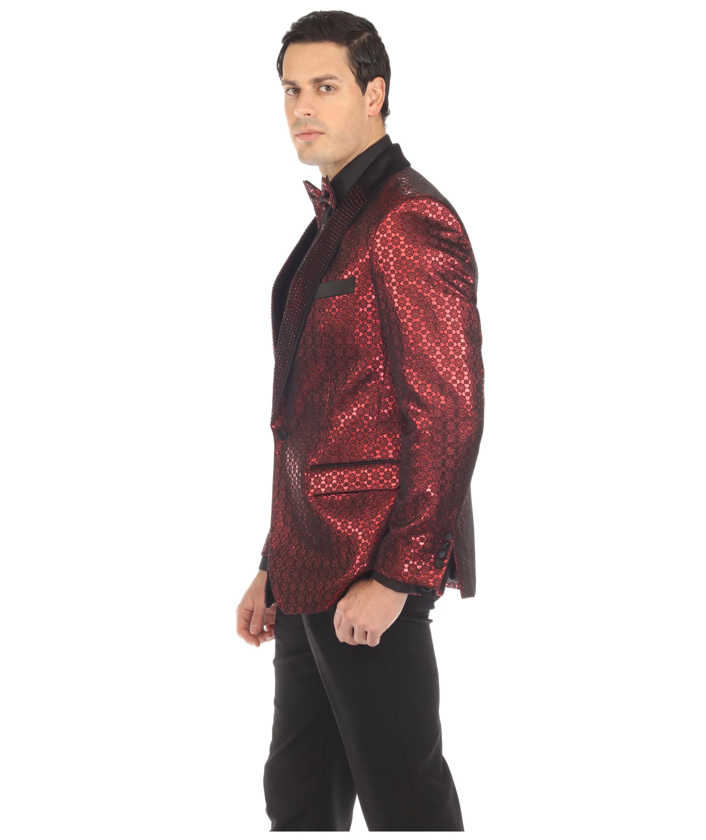 MENS MOJITO RED SHAWL COLLAR TUXEDO 1 BTTN 2 VENT SLIM FIT