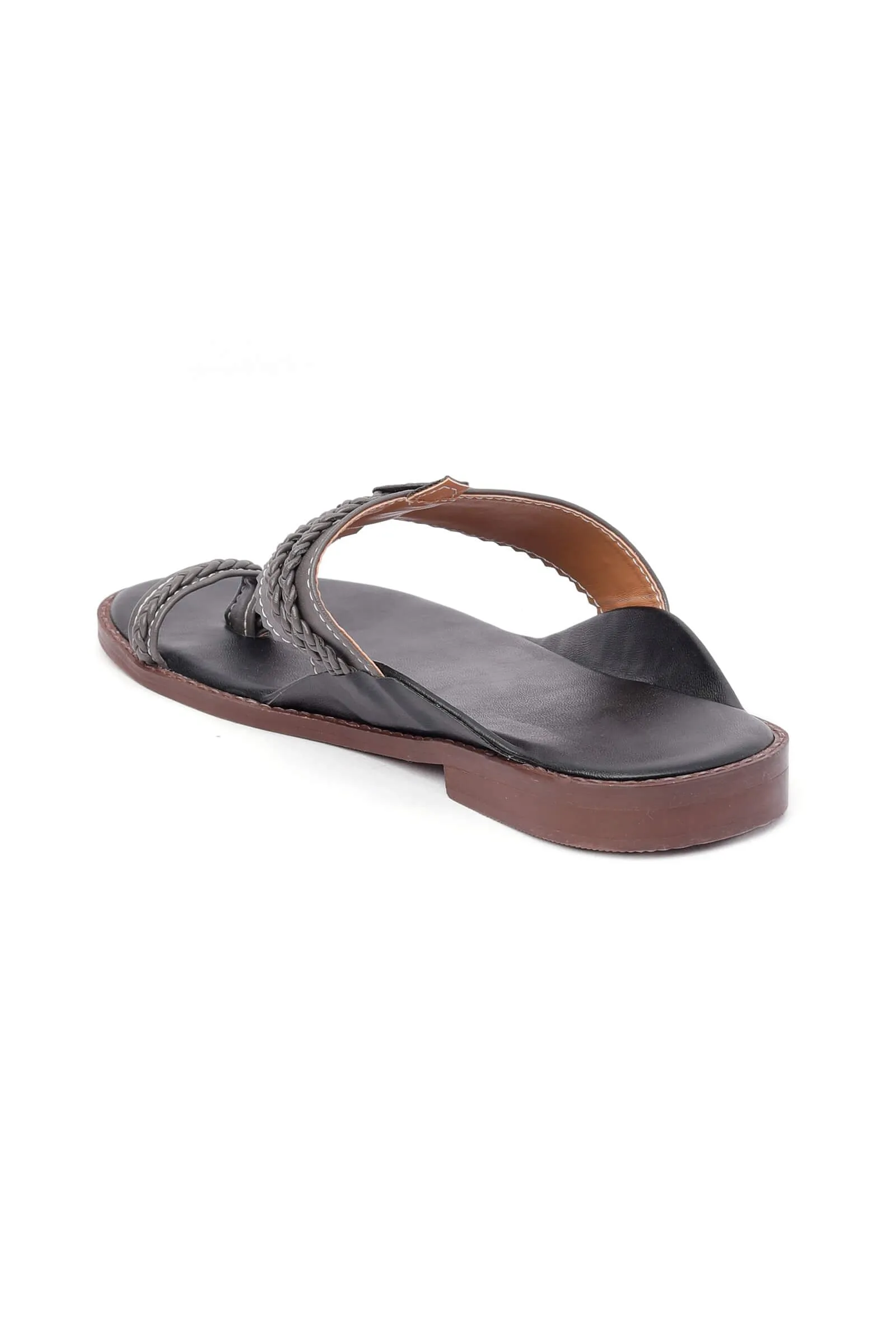 Metal Grey Handcrafted Cruelty-Free Leather Kolhapuri Inspired Chappals