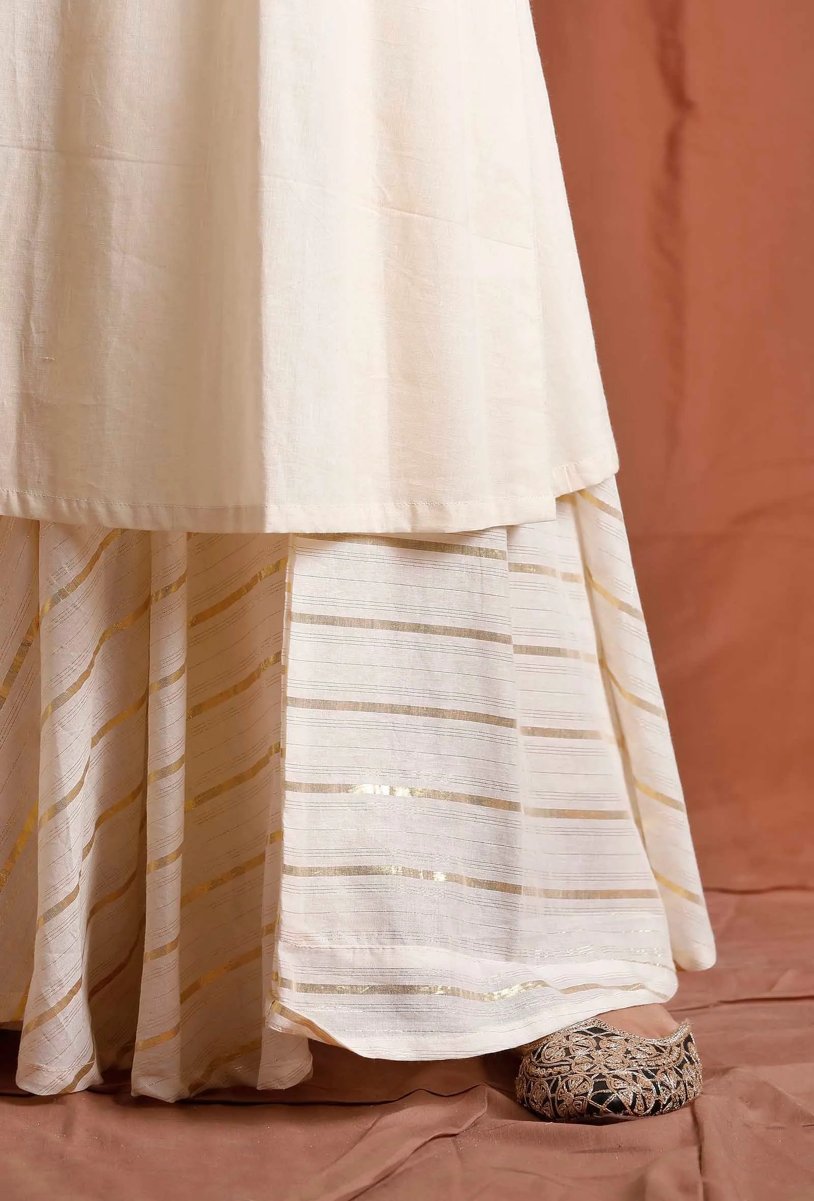 Off White Slip Cotton Kurta