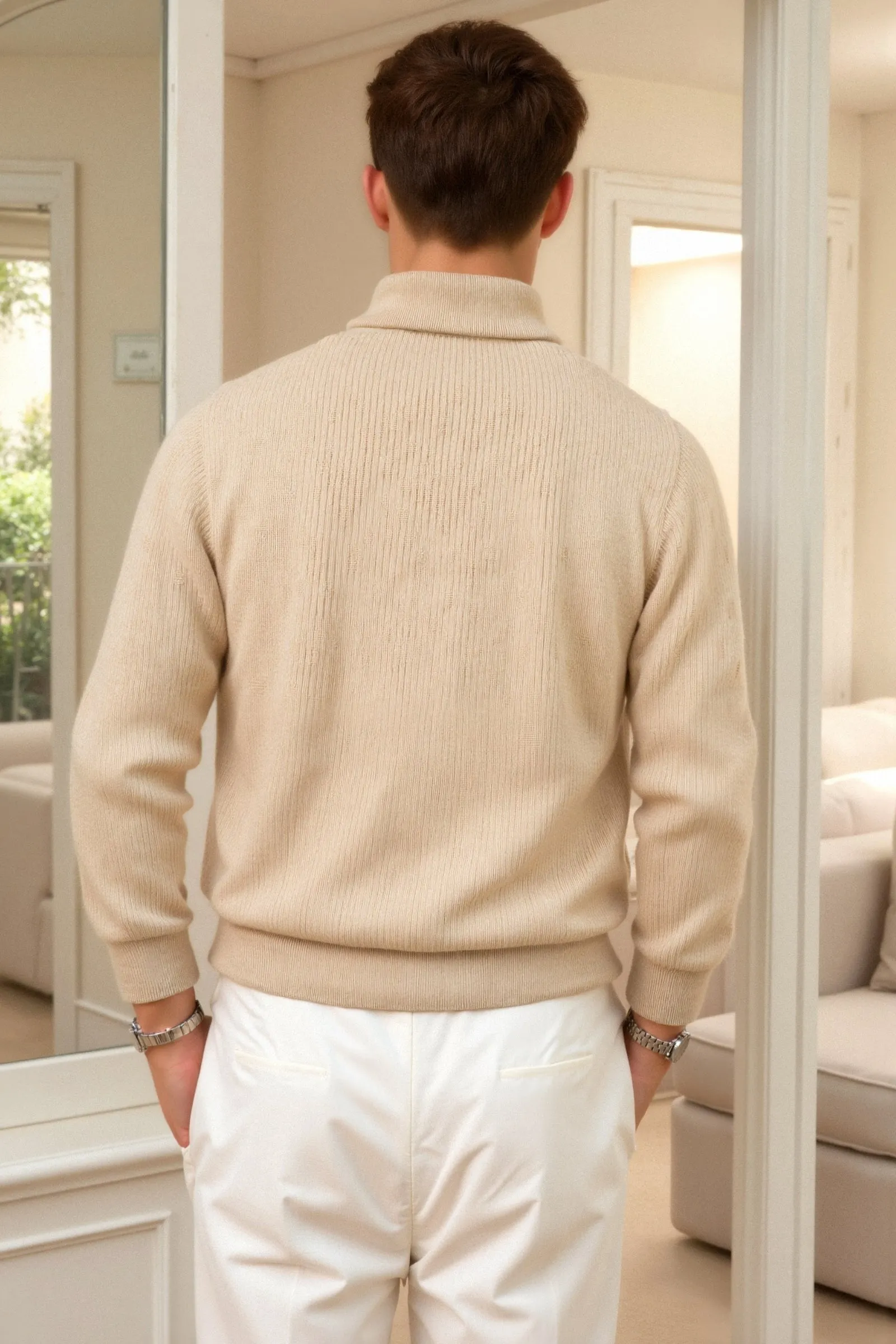 Old Money Men's Solid Thick Elegant Knitted Sweater