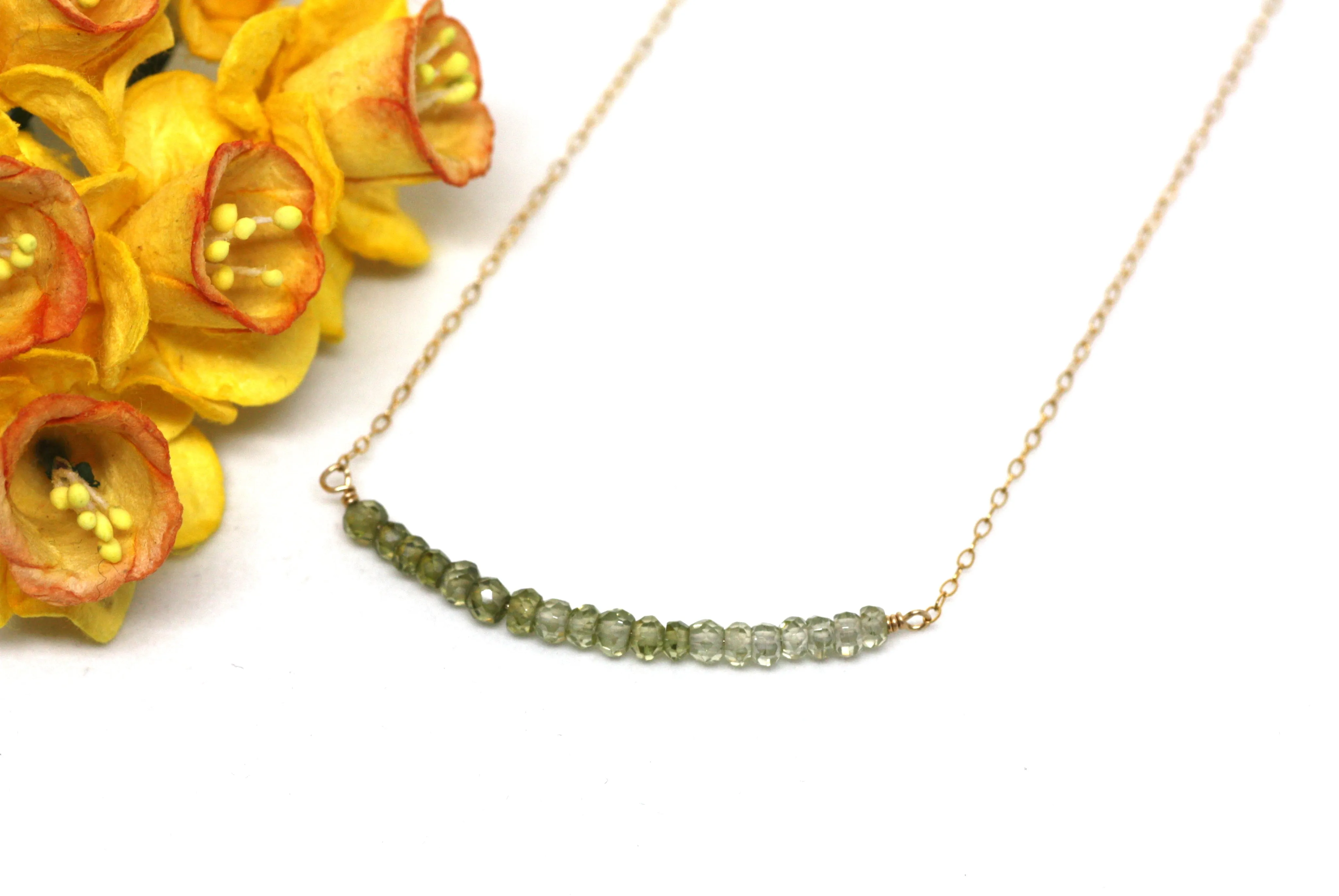 Peridot Ombré Bar Necklace