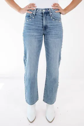 Pistola Mid Rise Bowed Straight Jeans - Satellite